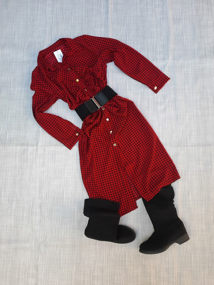 Abito Check piccolo rosso