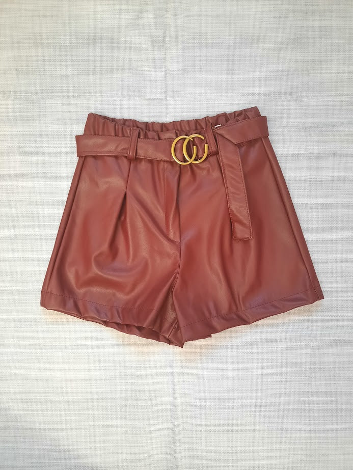 Pantaloncino ecopelle bordeaux