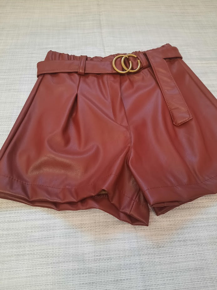 Pantaloncino ecopelle bordeaux