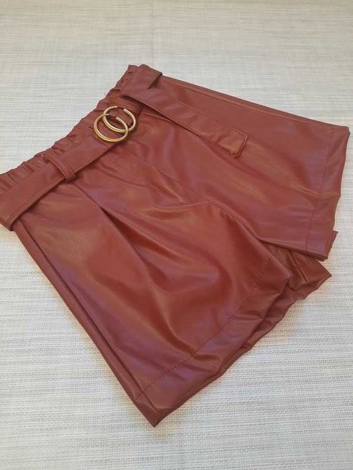 Pantaloncino ecopelle bordeaux