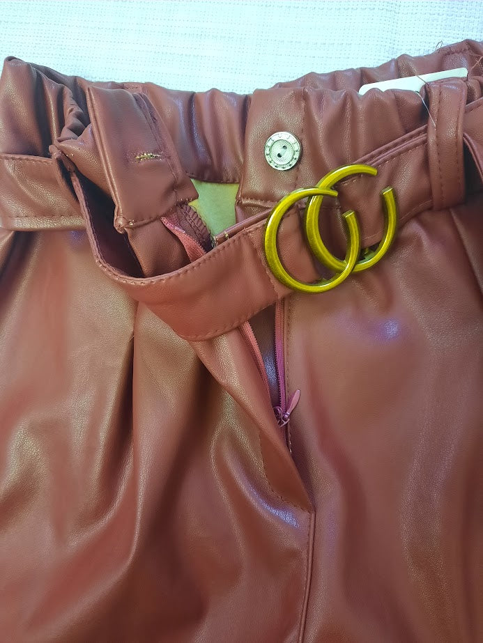 Pantaloncino ecopelle bordeaux