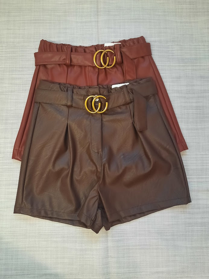Pantaloncino ecopelle bordeaux