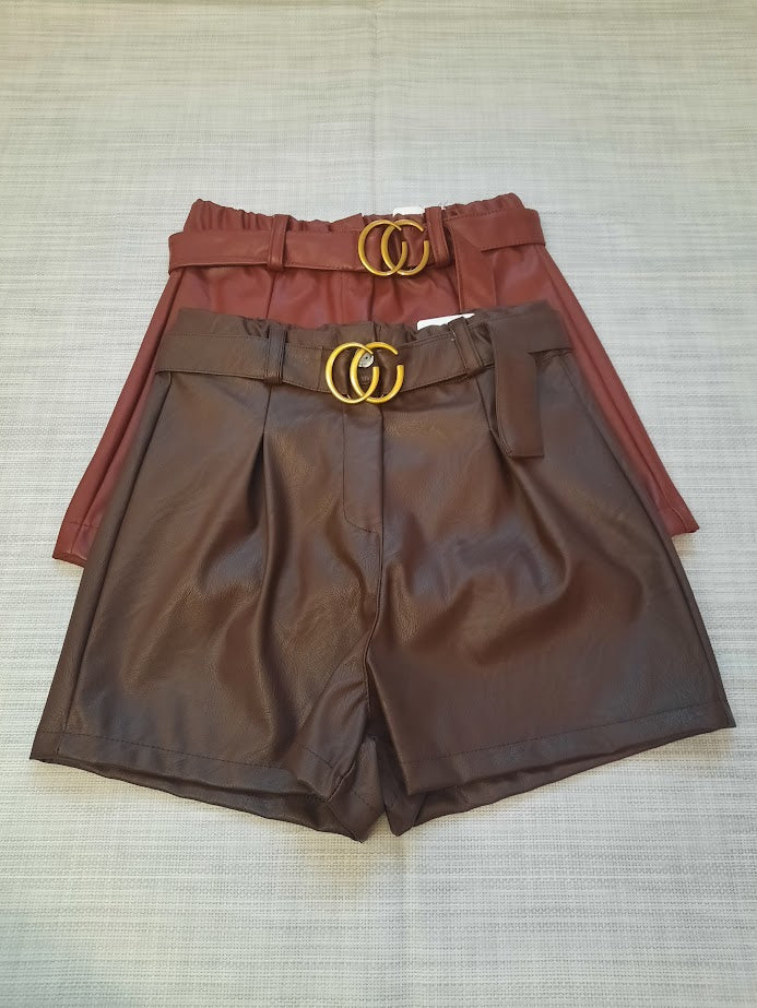Pantaloncino ecopelle bordeaux