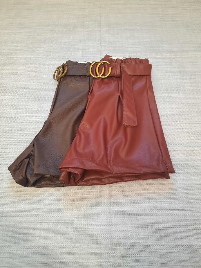 Pantaloncino ecopelle bordeaux