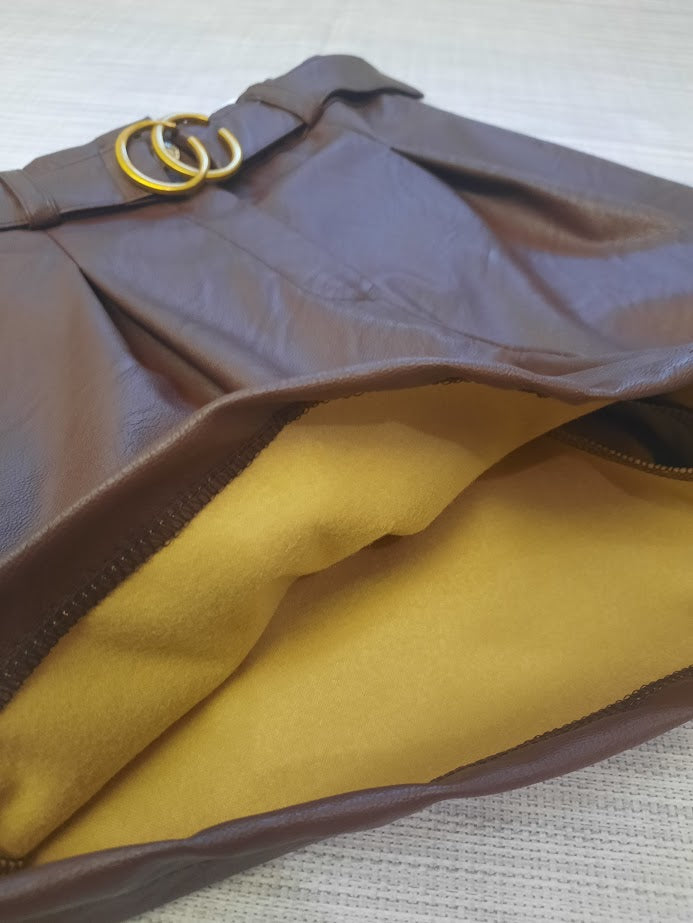 Pantaloncino ecopelle marrone