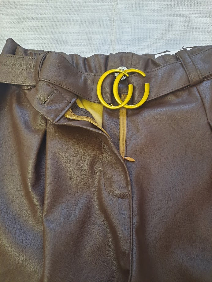 Pantaloncino ecopelle marrone