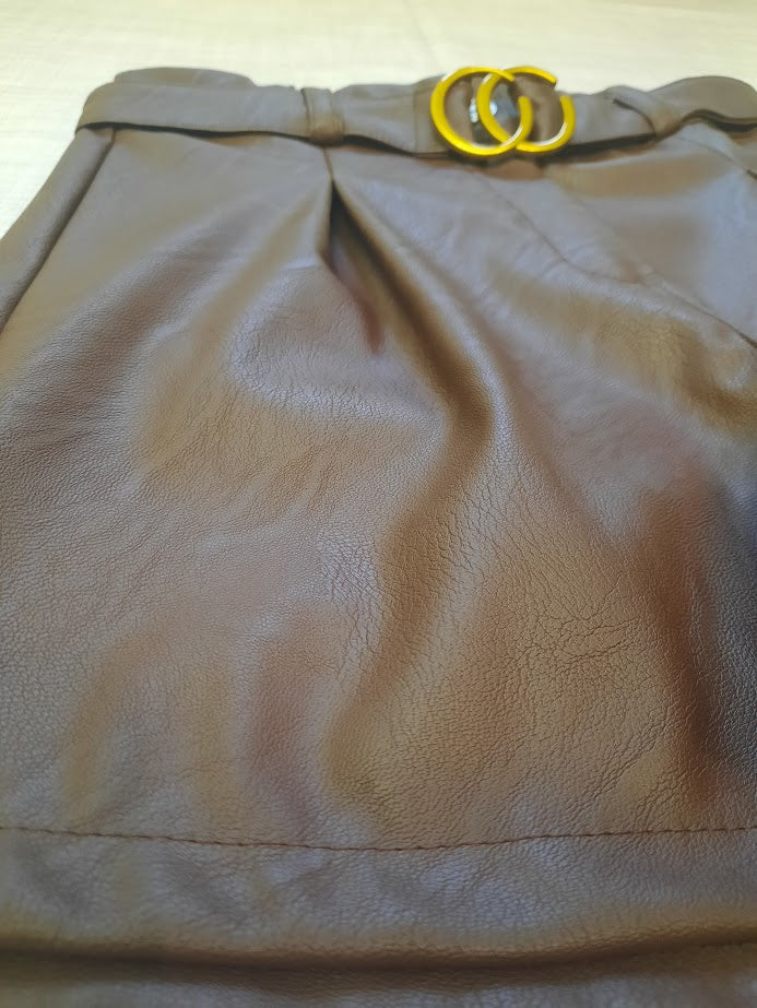 Pantaloncino ecopelle marrone