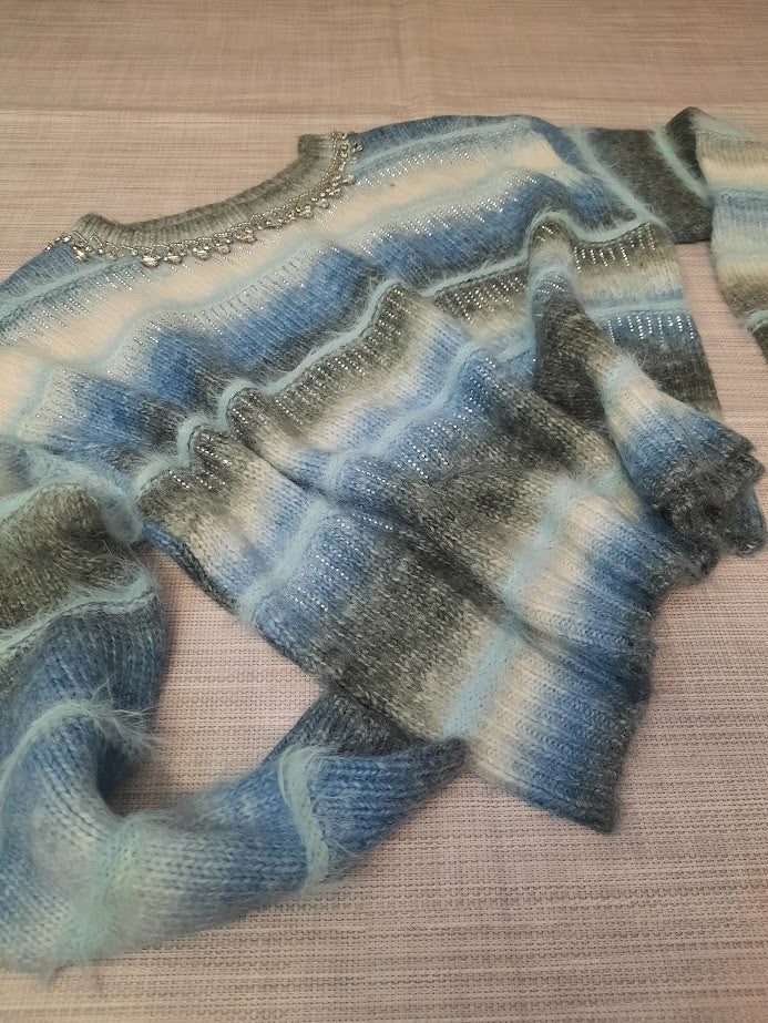 Maglioncino Strass azzurro