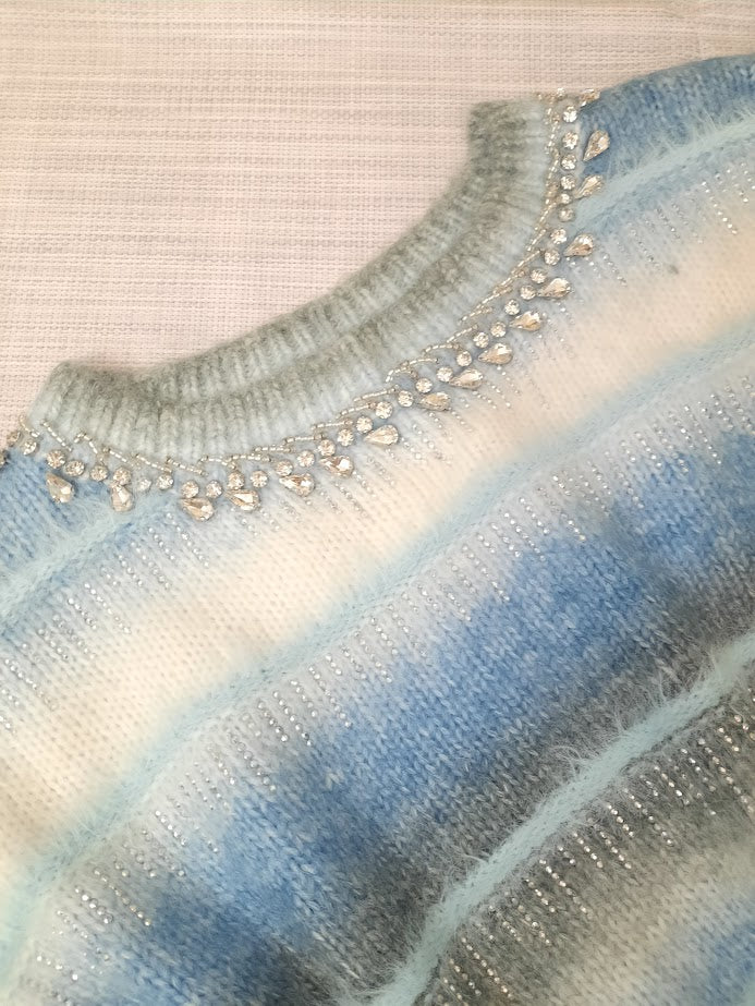 Maglioncino Strass azzurro