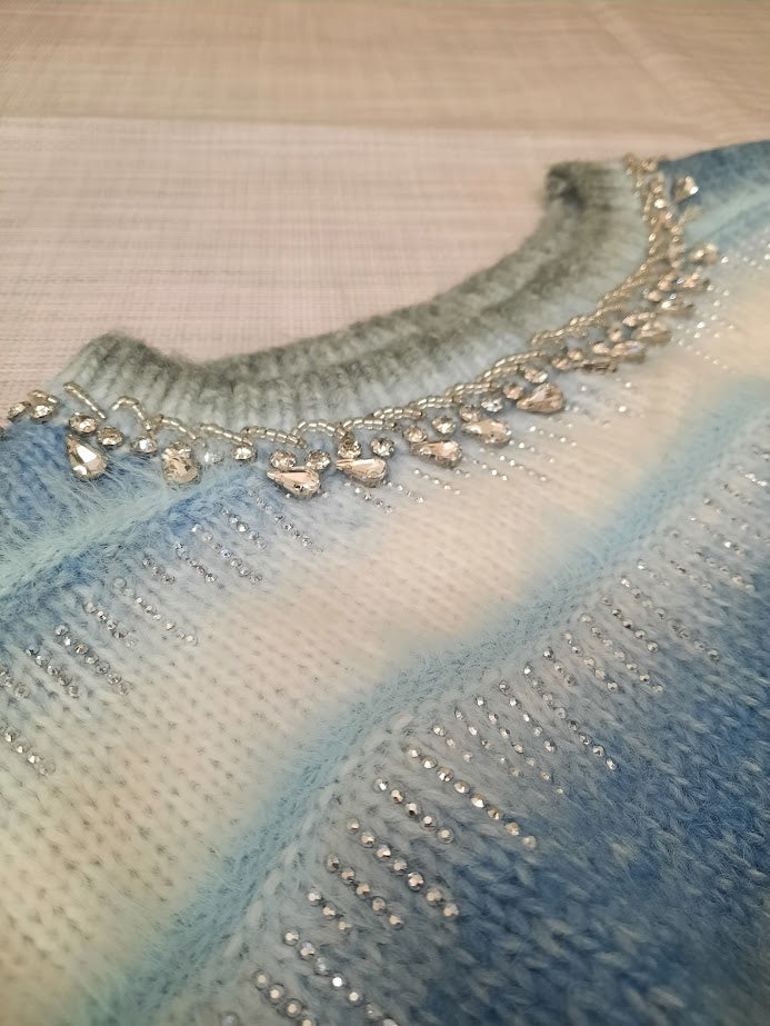 Maglioncino Strass azzurro