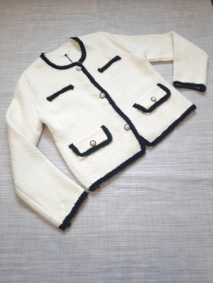 Cardigan Chanellino Bianco