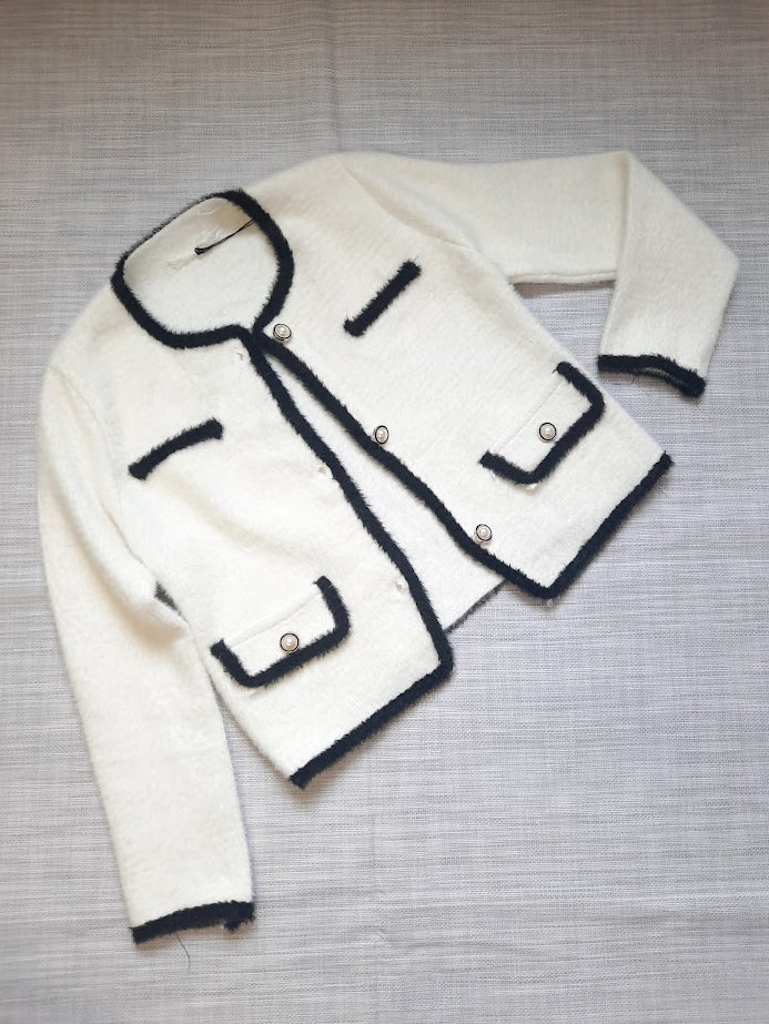 Cardigan Chanellino Bianco