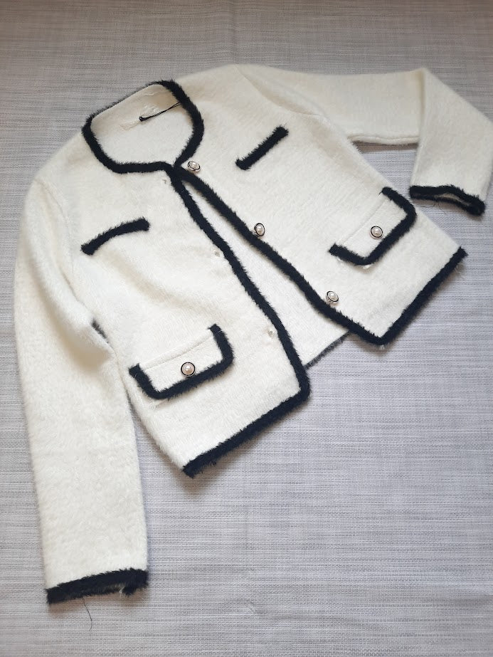 Cardigan Chanellino Bianco