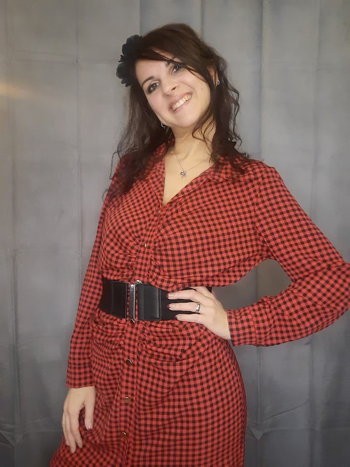 Abito Check piccolo rosso