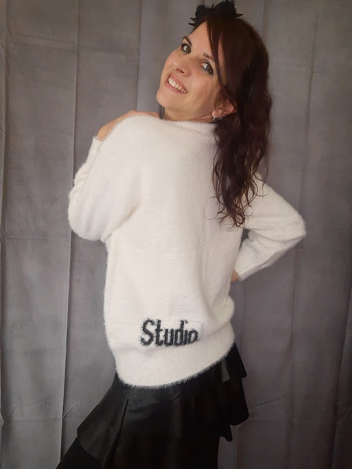 Maglioncino Scritta Bianco