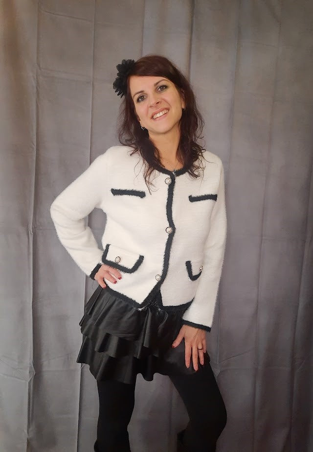Cardigan Chanellino Bianco
