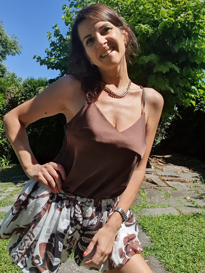 Top Satin Marrone