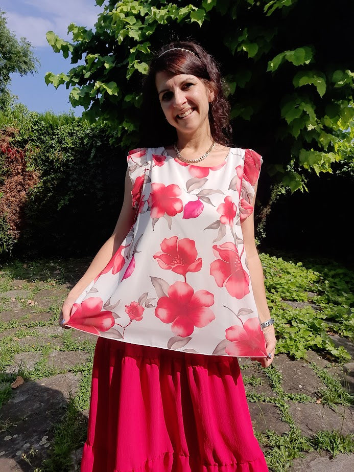 Top Fiori Rosso