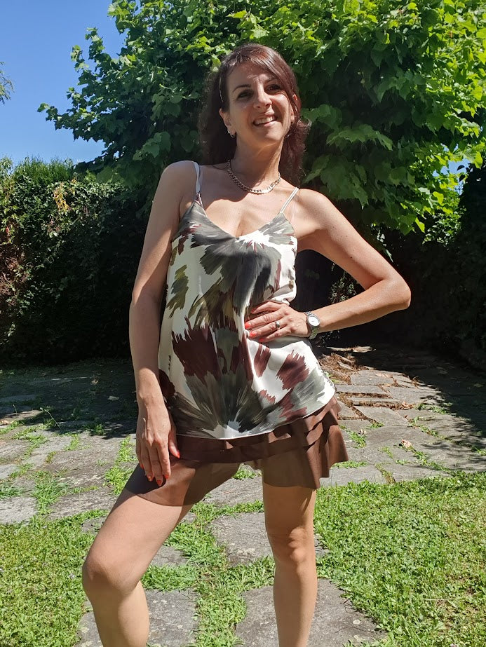 Top Lucido Fantasia Oliva