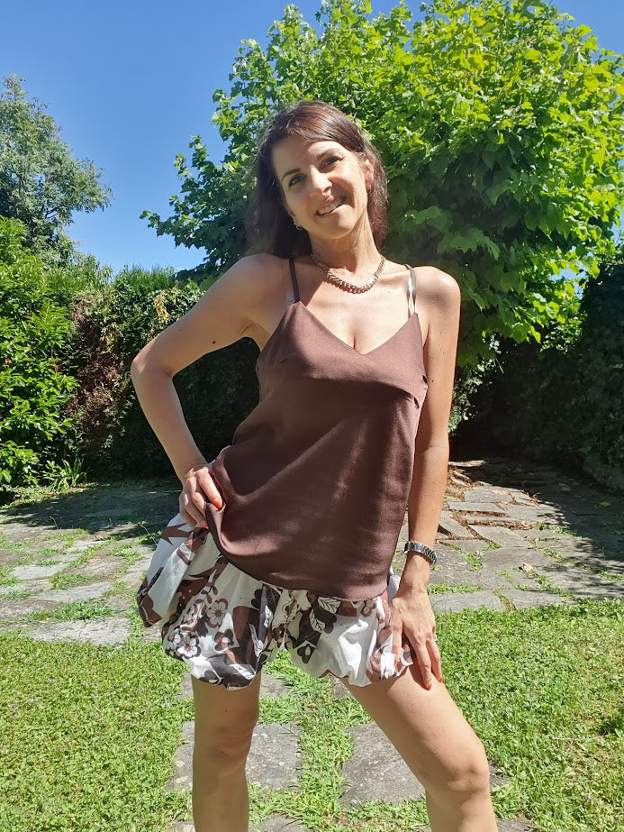 Top Satin Marrone