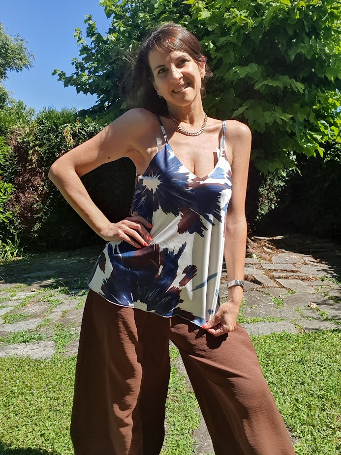 Top Lucido Fantasia Blu