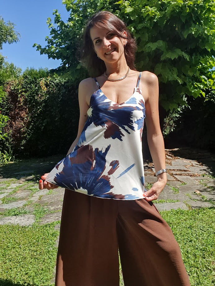 Top Lucido Fantasia Blu