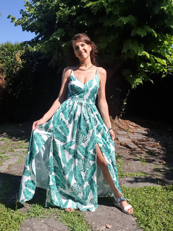 Abito Lungo Tropical Bianco