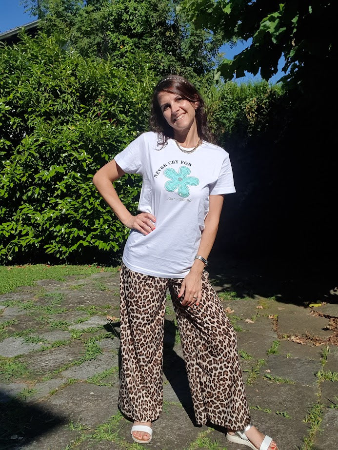 T-shirt Fiore Verde Acqua