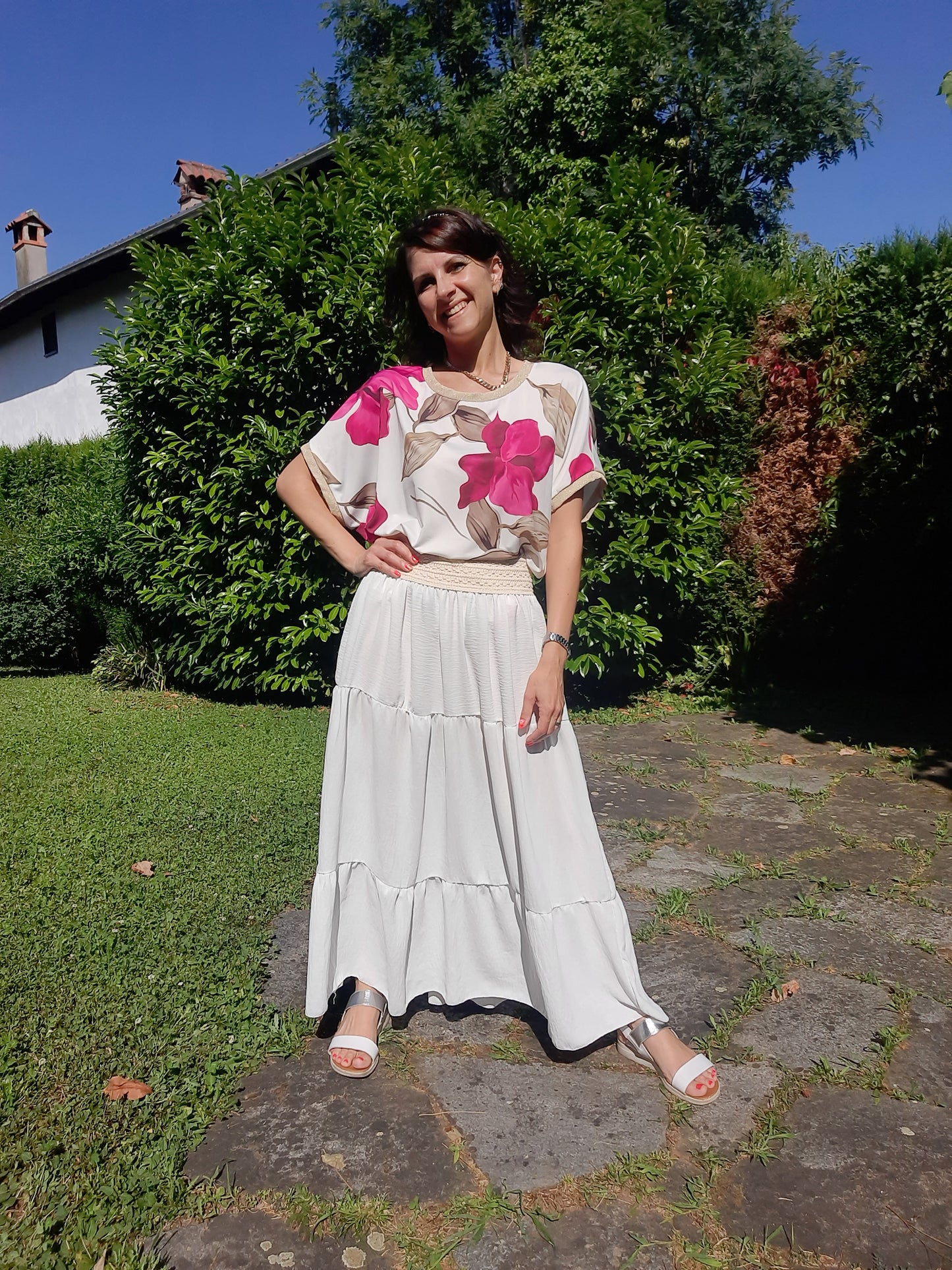 Maglia Over Fiori Fucsia