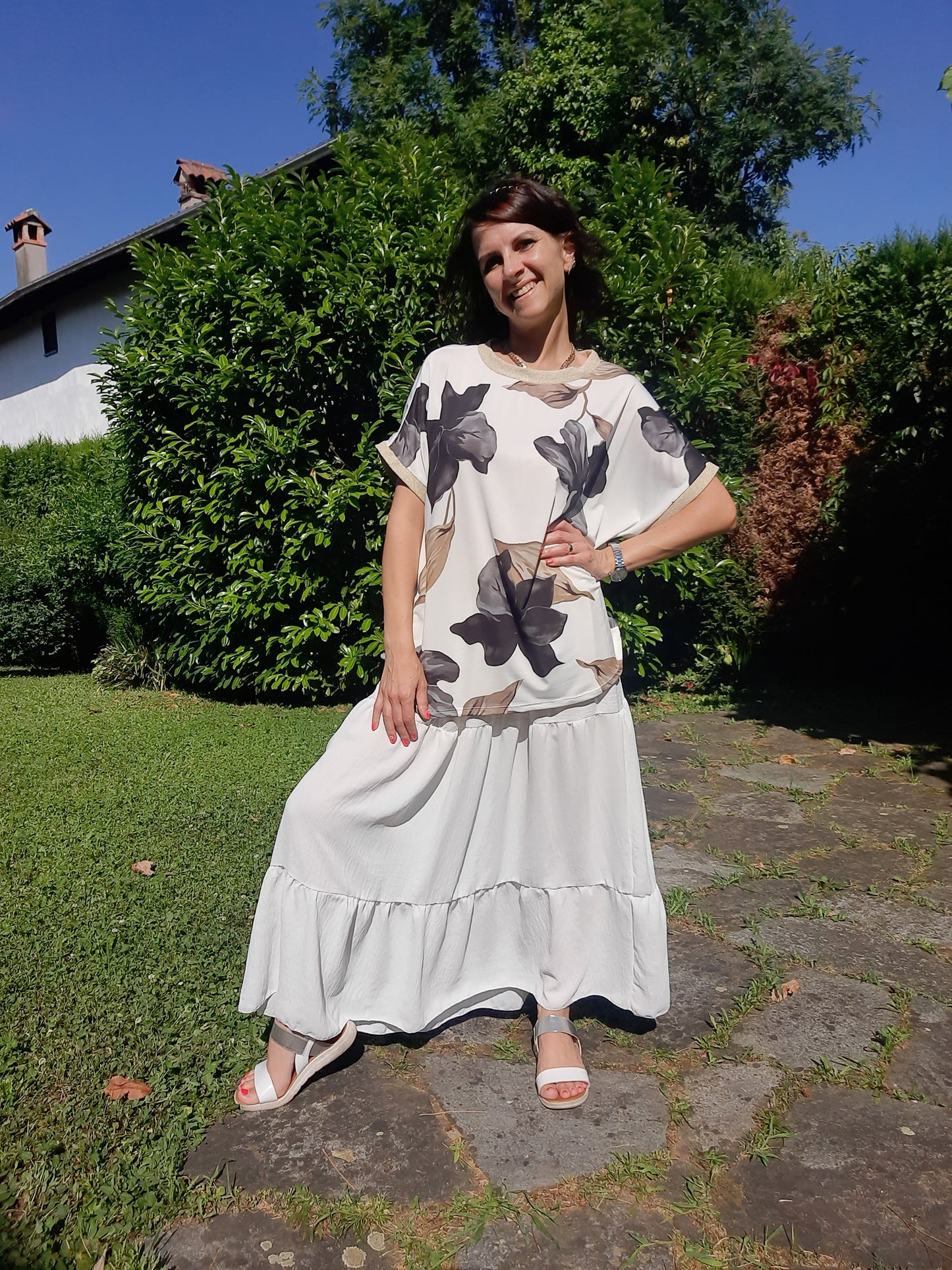 Maglia Over Fiori Neri