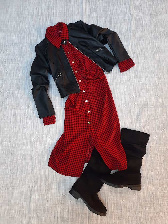 Abito Check piccolo rosso
