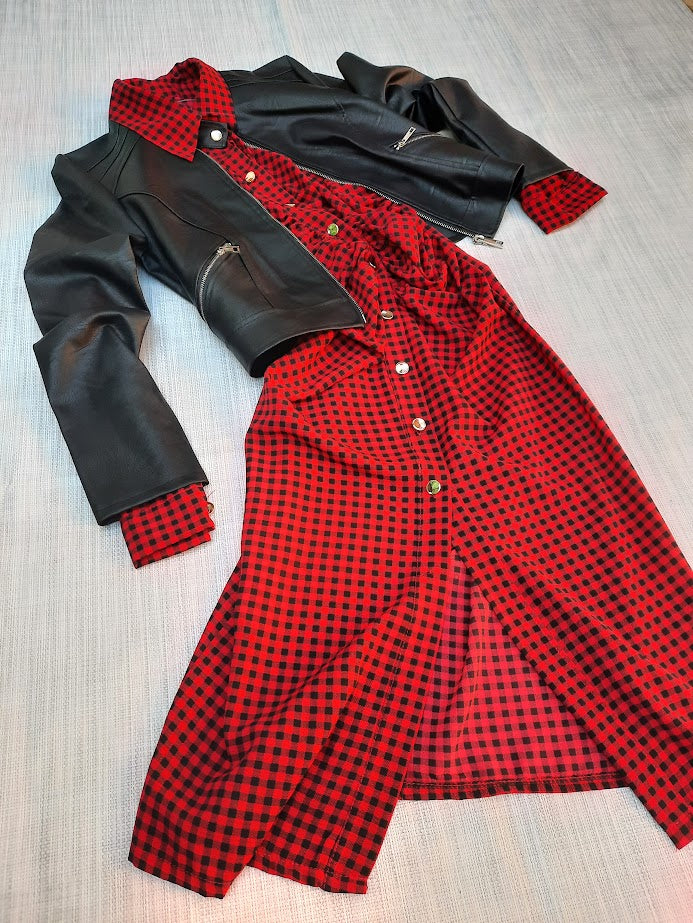 Abito Check piccolo rosso