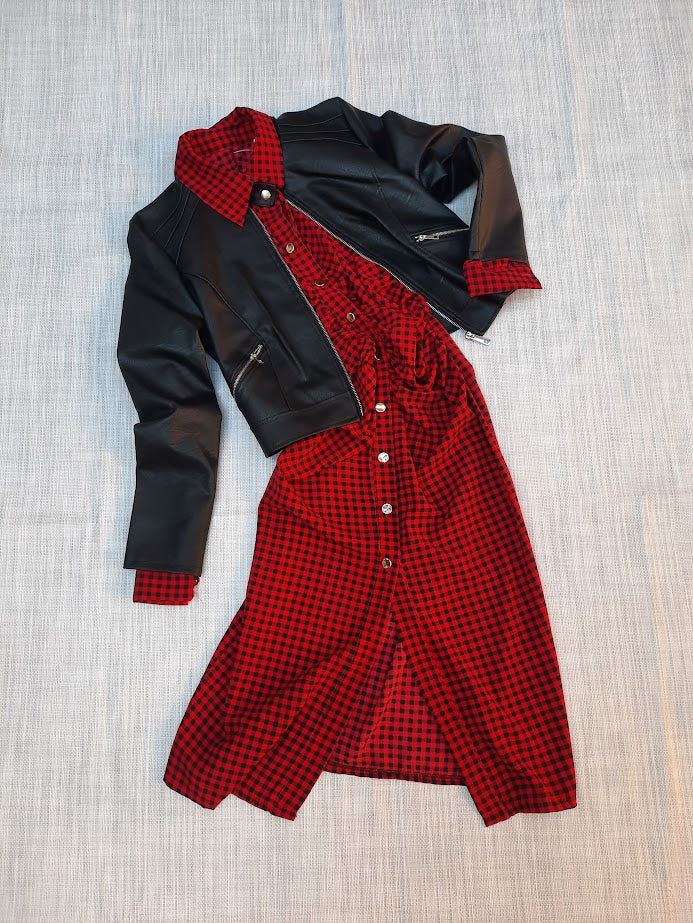 Abito Check piccolo rosso