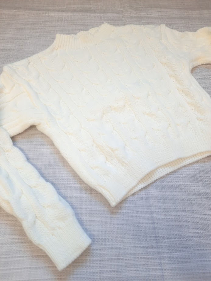 Maglioncino trecce bianco