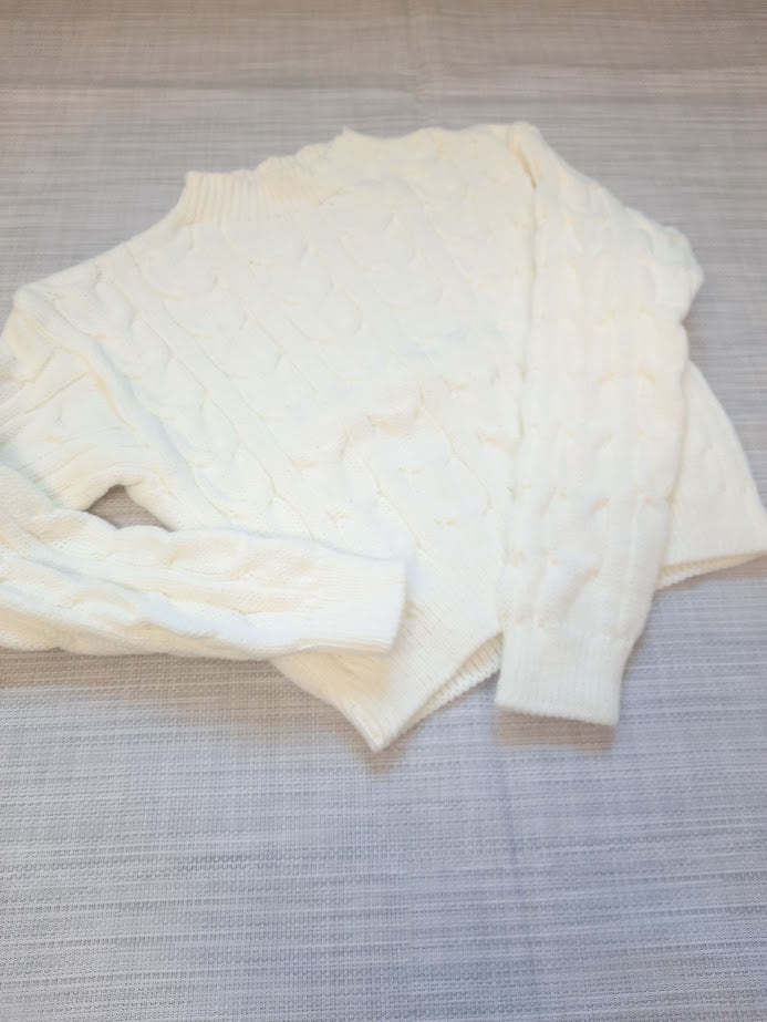 Maglioncino trecce bianco