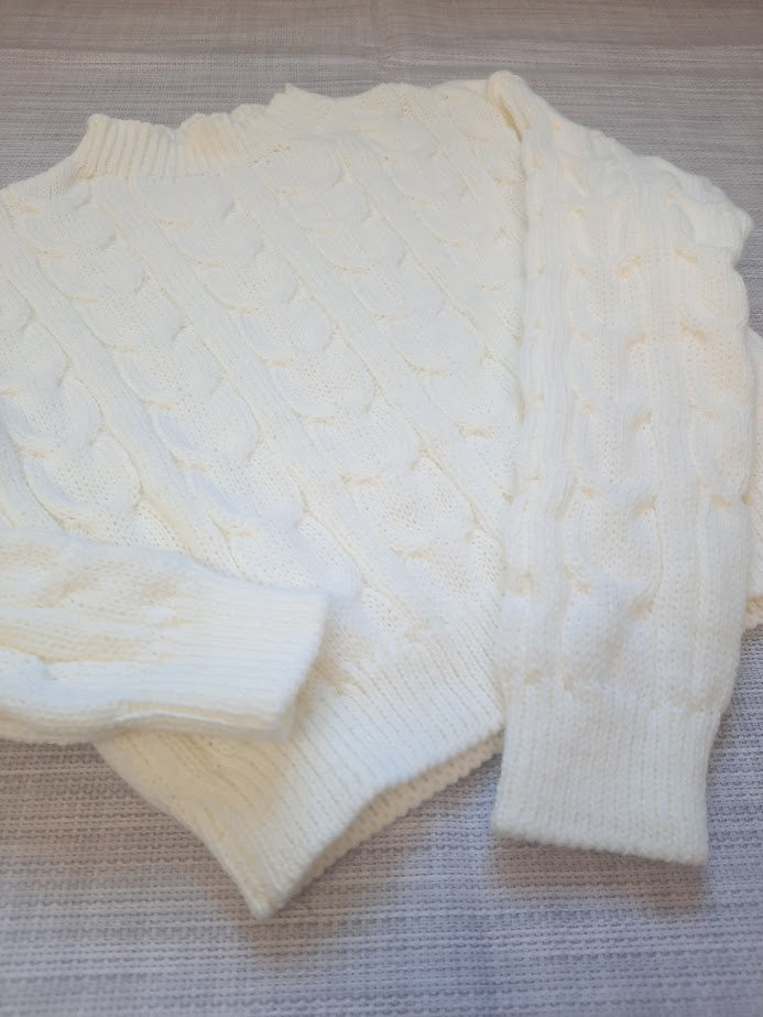 Maglioncino trecce bianco