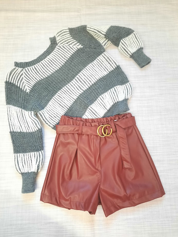 Pantaloncino ecopelle bordeaux – JeStyle