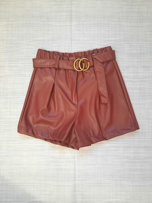 Pantaloncino ecopelle bordeaux