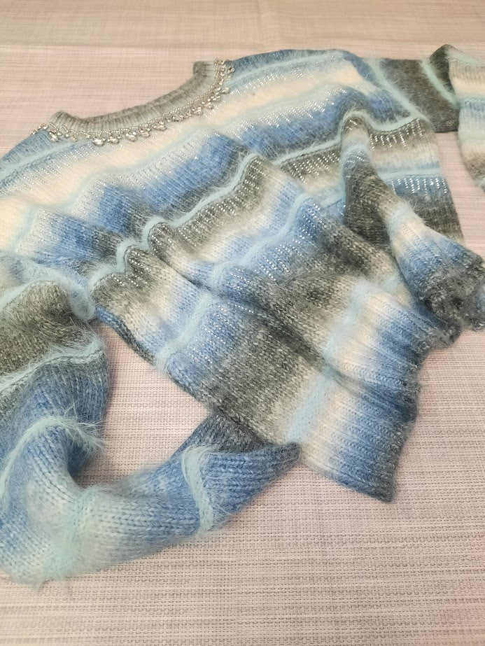 Maglioncino Strass azzurro
