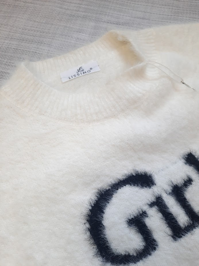 Maglioncino Scritta Bianco