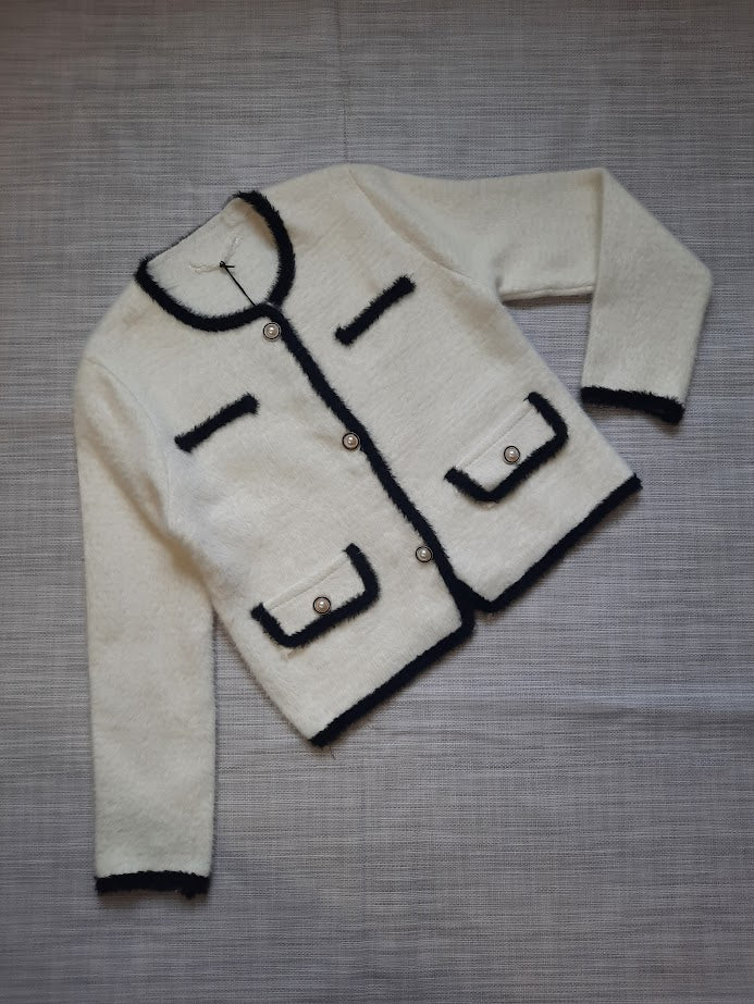 Cardigan Chanellino Bianco