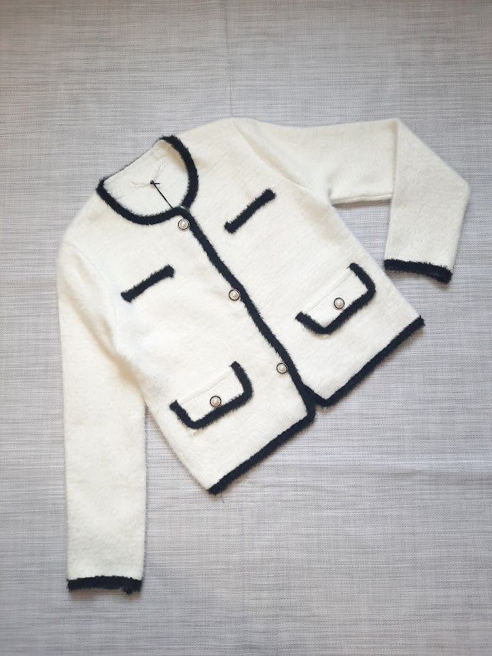 Cardigan Chanellino Bianco