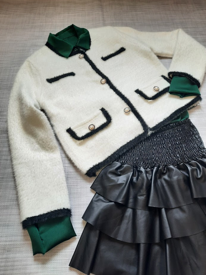 Cardigan Chanellino Bianco