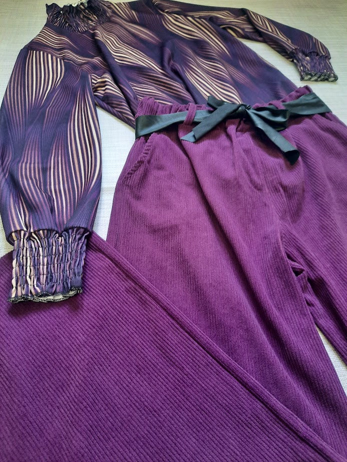 Pantalone Velluto Grande Viola