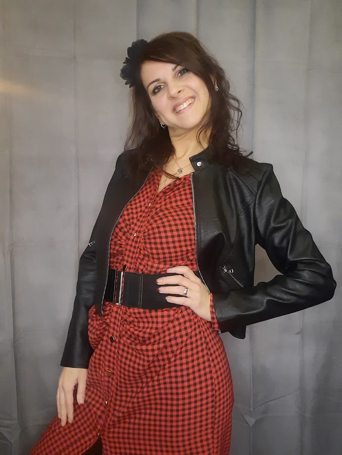 Abito Check piccolo rosso