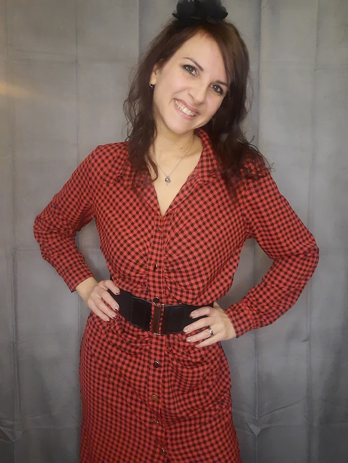 Abito Check piccolo rosso