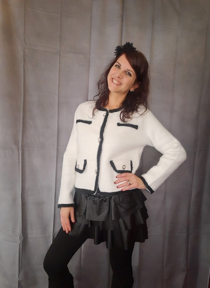 Cardigan Chanellino Bianco