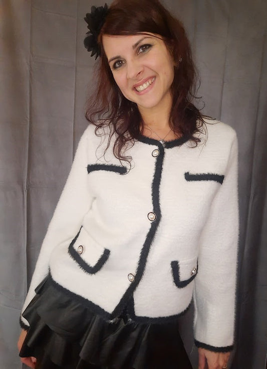Cardigan Chanellino Bianco