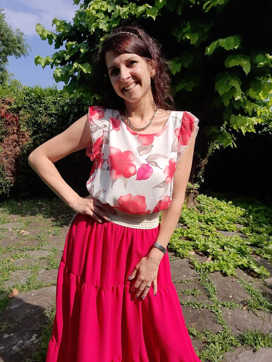 Top Fiori Rosso