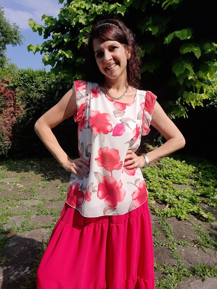 Top Fiori Rosso